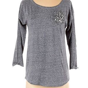 : : J Crew 3/4 sleeve t shirt blouse with jewel detail : :